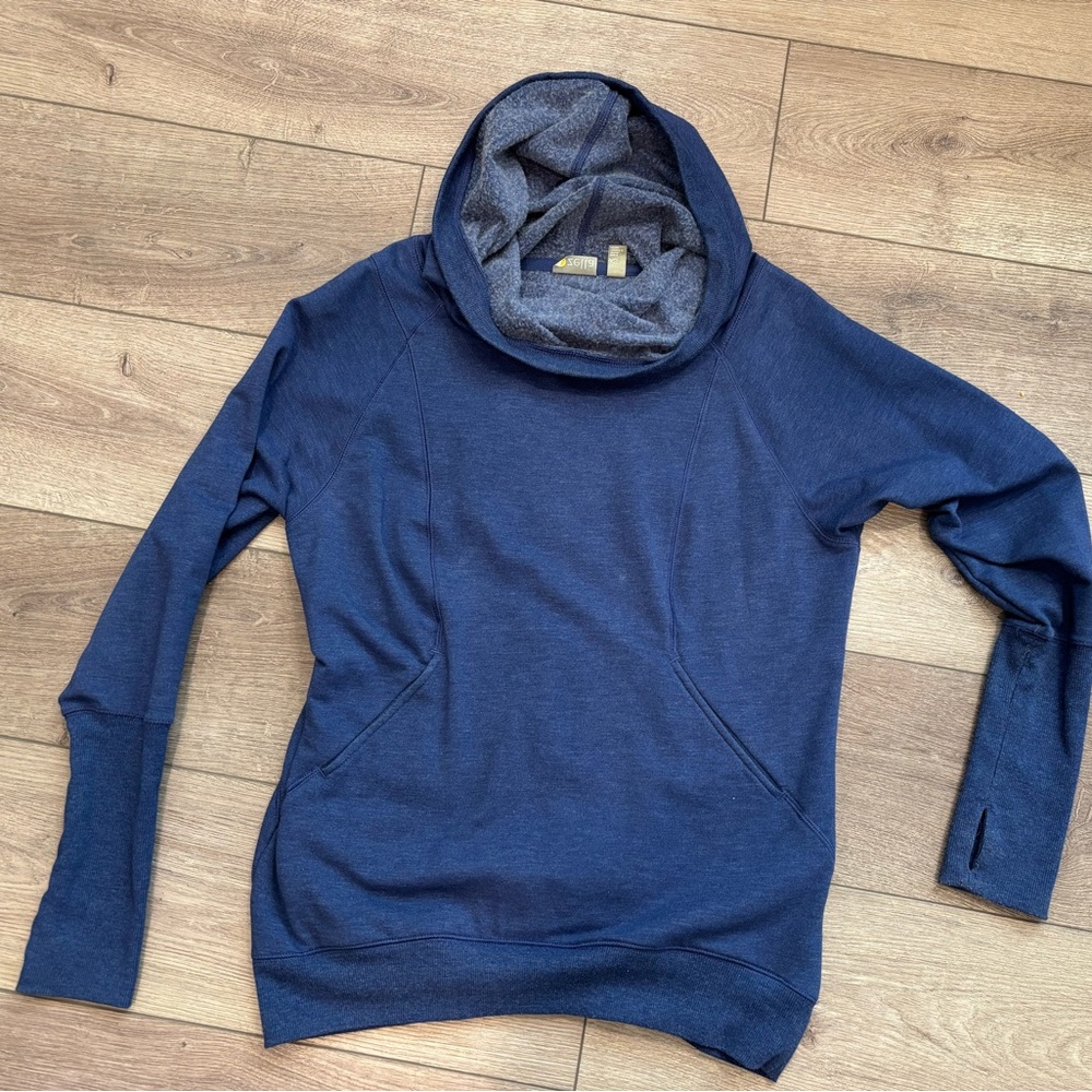 Zella Blue Funnel Neck Pullover Sweatshirt